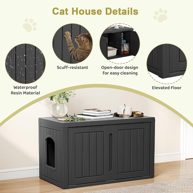 Cat Litter Box Enclosure, Hidden Enclosed Litter Box Furniture - Image 2