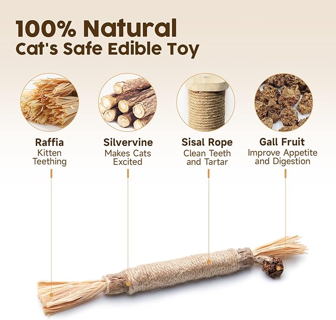 Potaroma 3 Pack Natural Silvervine Sticks Cat Toys, Catmint Silvervine Blend - Image 2