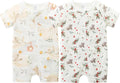 Unisex Summer Trendy 2-Pack Rompers Short Sleeve Zipped Bodysuit Infant Cotton by JingleBaBa