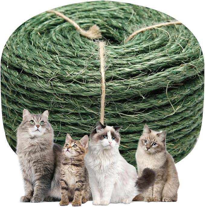 Green Sisal Rope 1/4 Inch by 49-Feet by Juomid