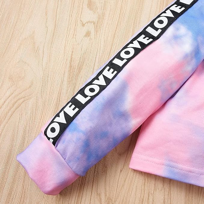 Toddler Baby Girls Clothes Long-sleeve Tie Dye Hoodie Sweatshirt Pants Hooded - Image 6