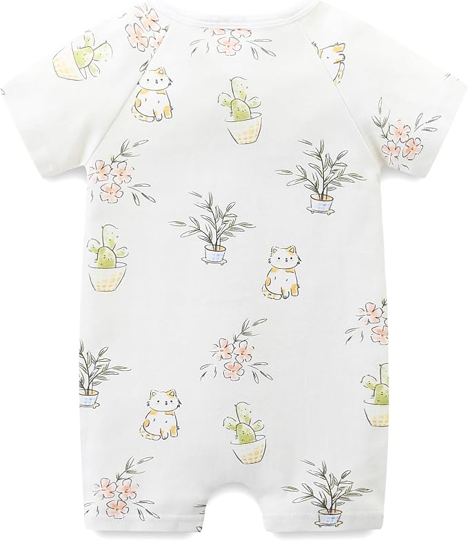 Unisex Summer Trendy 2-Pack Rompers Short Sleeve Zipped Bodysuit Infant Cotton - Image 3