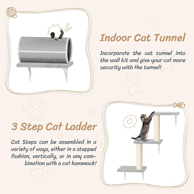 7-in-1 Cat Wall Shelves, Wall Mounted Cat Climber Set, Cat Furniture - Image 6