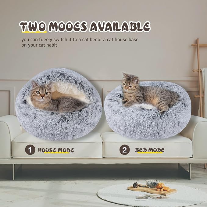 Cat Bed for Indoor Cats, Calming Cozy Cave - Image 5