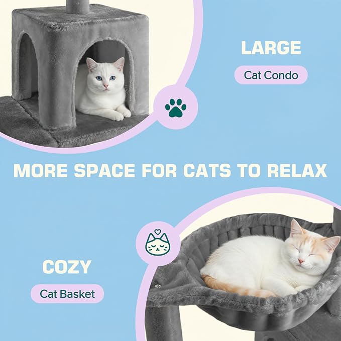 Allewie 29.5in Indoor Cat Tree, Padded Perch, and Hanging Ball, Suitable - Image 4