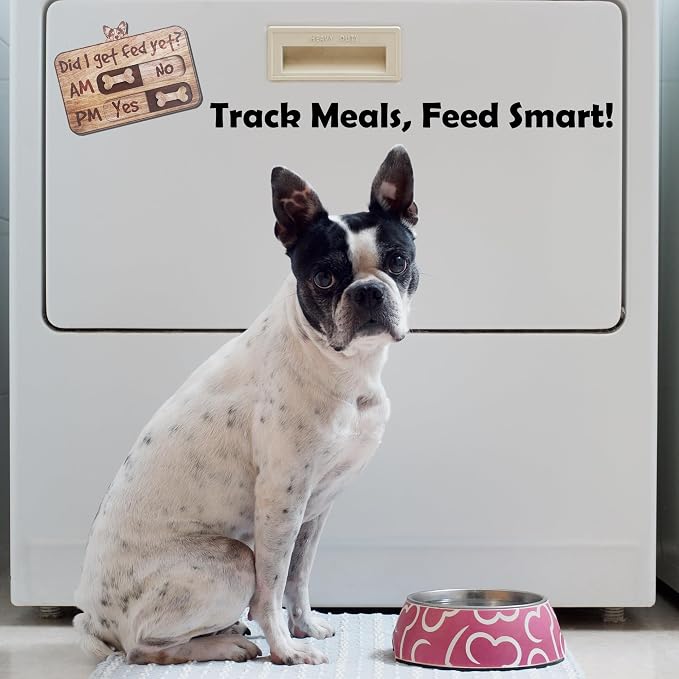 Dog Feeding Tracker-AM PM 2-Meal Wooden Fridge Magnets - Image 3