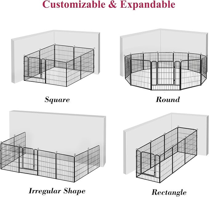 Dog Playpen, 32inch 20 Panels Outdoor Dog Fence Indoor Dog Pen Anti-Rust Pet - Image 6