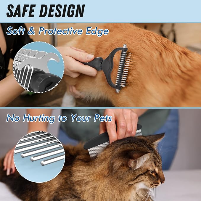 Pet Grooming Combo: Undercoat Rake, Dematting Deshedding Brush - Image 4