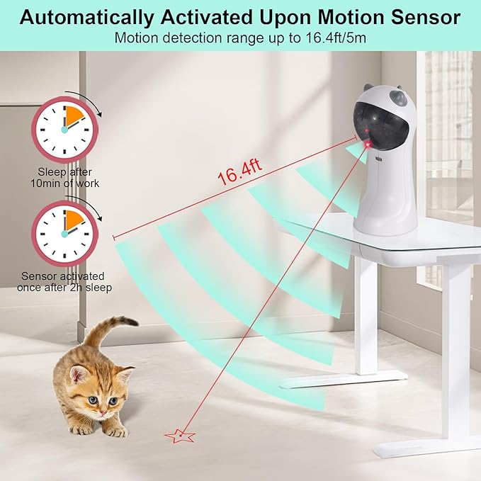 TBTeek Cat Toy, Automatic Motion-Activated, 5 Fun Patterns, 4 Speed Modes - Image 3