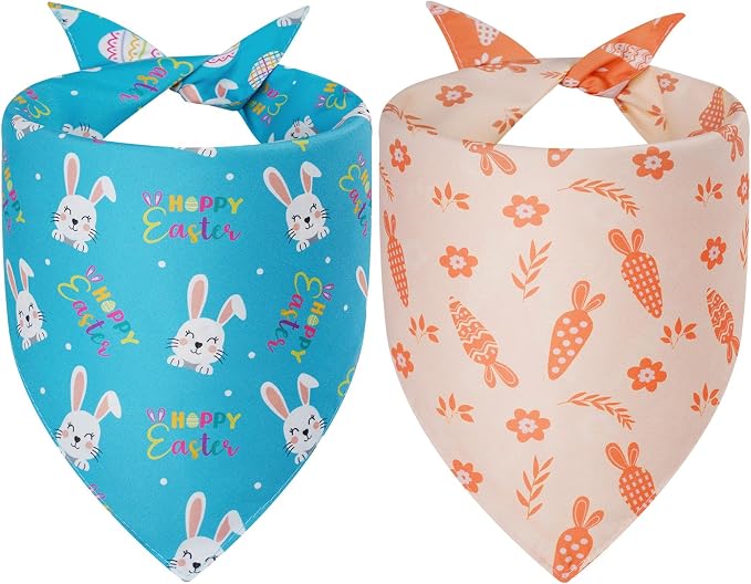Easter Dog Bandanas Large 2PCS, 4 Pattern Colorful Scarf - Image 2