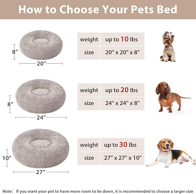 WNPETHOME Calming Dog Bed Cat Bed Donut, Faux Fur Pet Bed Self-Warming Donut - Image 3