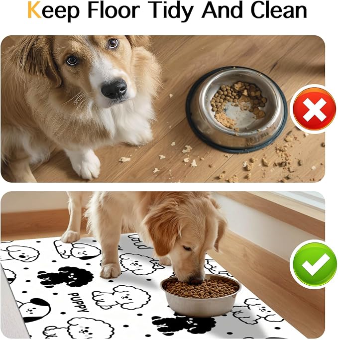 Puppy Pattern Pet Feeding Mat 24x16 Inch Cute Pet Feeding Area Mat Pet Food Mat - Image 8