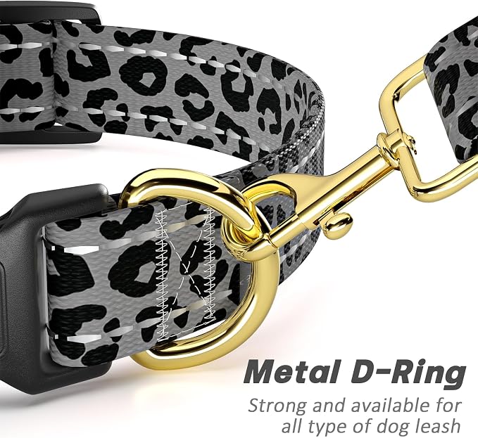 Reflective Dog Collar for Large Dogs, Cute Leopard Style Adjustable Heavy-Duty - Image 5