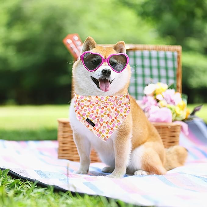 ARING PET Floral Dog Bandana, Spring Summer Daisy Flower Girl Pet Bandana Scarf - Image 4