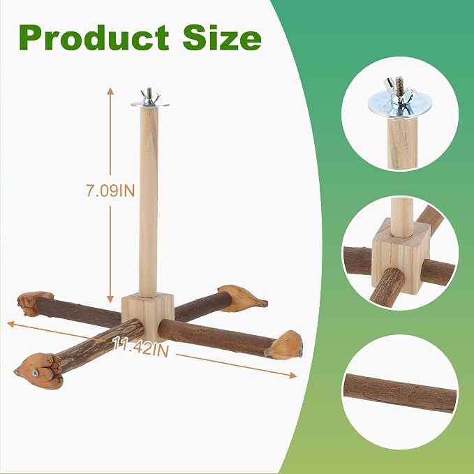 Rotating Bird Perches, Natural Wooden Perch - Image 2