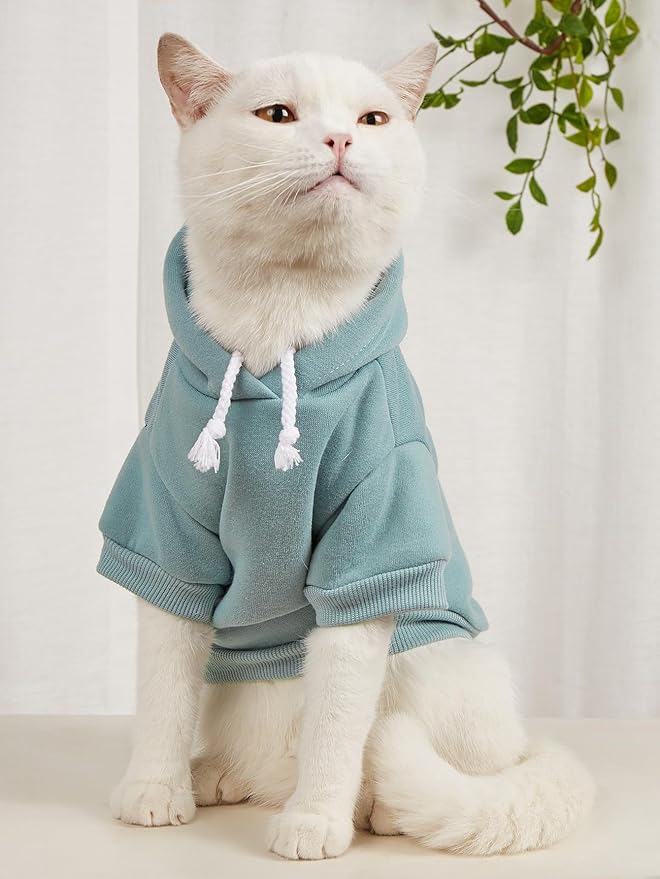 QWINEE Basic Dog Hoodie Sweatshirt Puppy Sweater Warm Cat Costumes Pet Clothes - Image 2