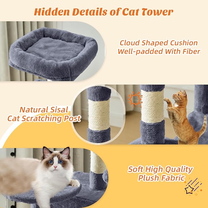 Sweetcrispy 44 inch Cat Tree Tower, Small Cat Climbing Tower - Image 5