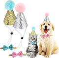 4 Pcs Cat Birthday Hat Bowtie Small Dog Hat Headband Topper Bowtie Adjustable by Arogheiz