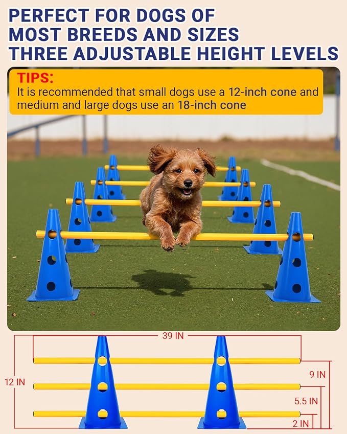 Dog Agility Course Backyard Set, Dog Agility Hurdle Cone Set - Image 2