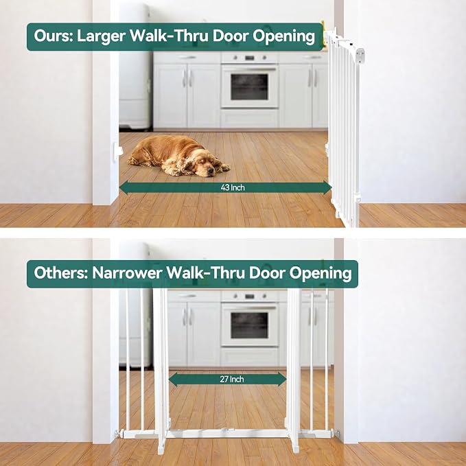 Babelio Baby Gate for Stairs, Kitchen & Doorways, 26-43" W 28" H No Bottom Bar| - Image 3