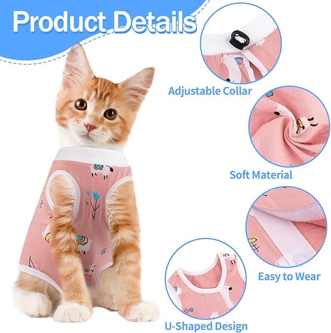 Coppthinktu Cat Recovery Suit Female, Breathable Cat Onesie After Surgery Female - Image 2