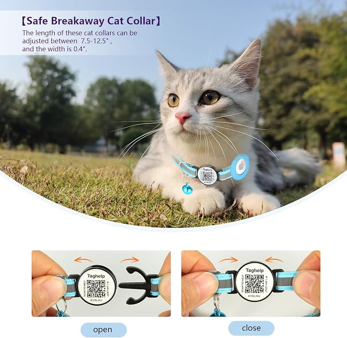 Reflective AirTag Cat Collar, TAGHELP Integrated Air Tag Cat Collar - Image 2
