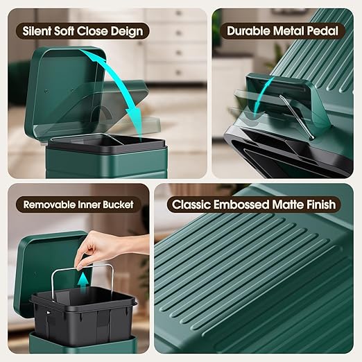 CEROELDA Small Trash Can with Lid-5L/1.3 Gal, Stainless Steel Outdoor Dog Poop - Image 4