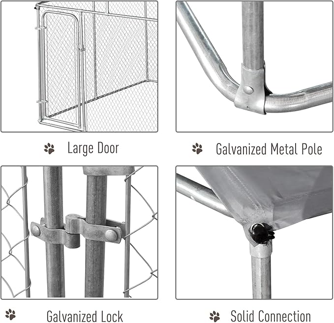PawHut Outdoor Dog Kennel, Heavy Duty Dog Run Outdoor Fence - Image 5