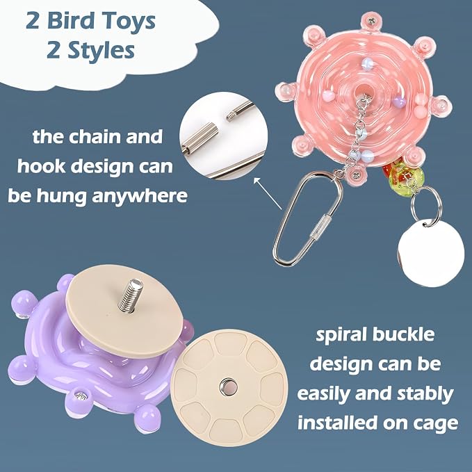 Bird Toys for Parakeets, Colorful Parakeet Toys Wheel, Interactive Spinner - Image 5