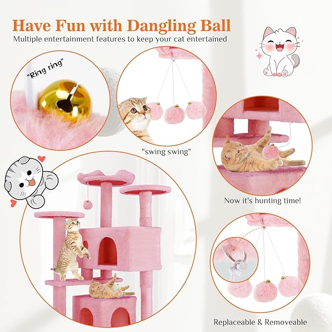 Sweetcrispy 54-Inch Cat Tree Tower – Multi-Level - Image 6