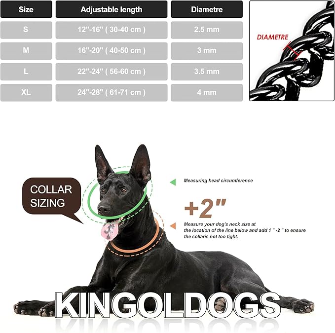 Black Dog Chain Collar Stainless Steel Black Dog Collar Adjustable Walking - Image 6