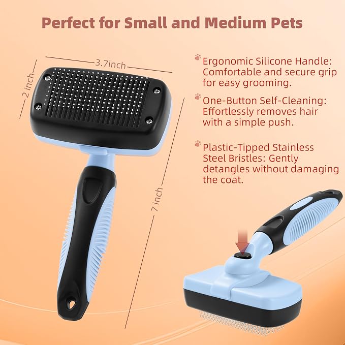 3PCS Cat & Dog Brush Set: Slicker & Deshedding Brush, Dematting Comb, and Bath - Image 5