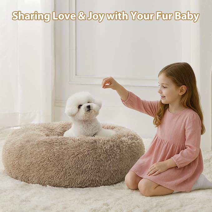 WNPETHOME Calming Dog Bed, Anti-Anxiety Donut Small Dog Bed, Fluffy Faux Fur - Image 5