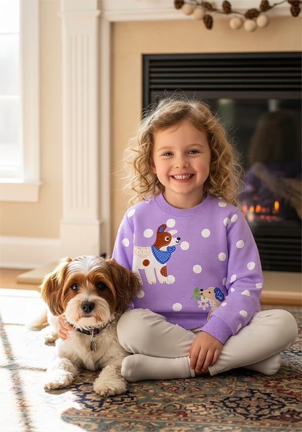 Toddler Baby Girls Cotton Sweater, Long Sleeve Crewneck Sweatshirt Pullover - Image 2