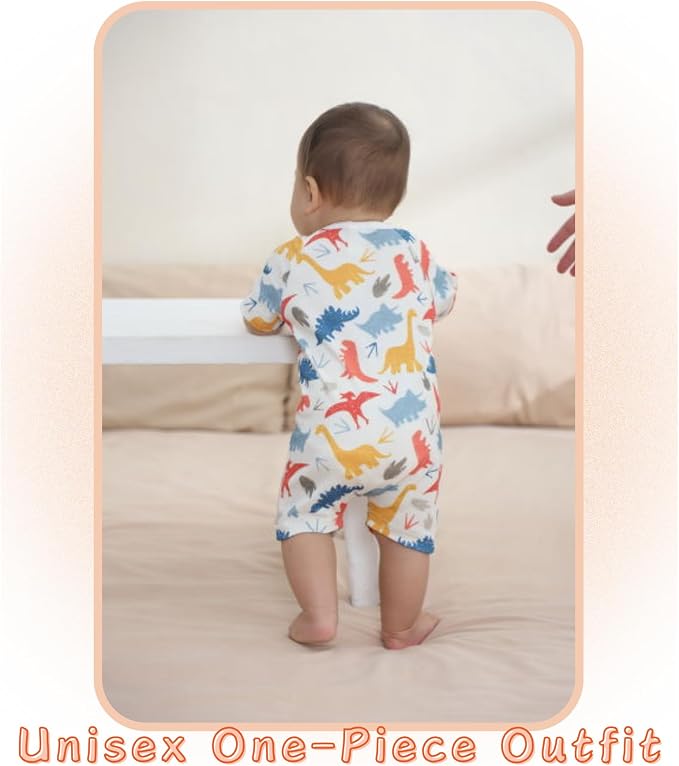 Unisex Summer Trendy 2-Pack Rompers Short Sleeve Zipped Bodysuit Infant Cotton - Image 7