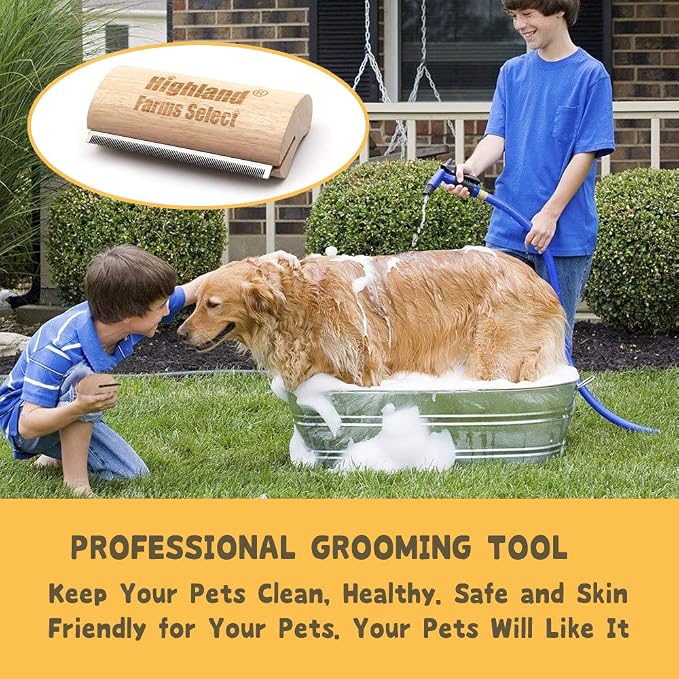 Deshedding Grooming Tool for Dogs, Cats & Horses, Ergonomic Design Wood Groom - Image 5