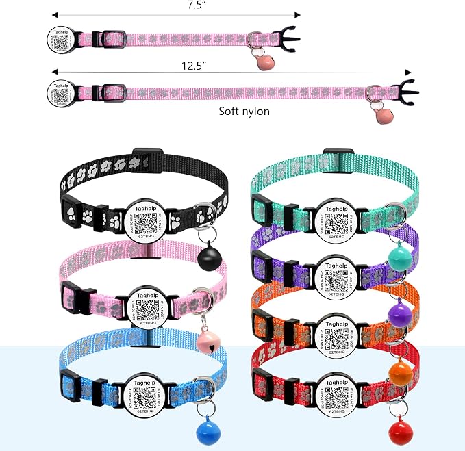 Collar with QR Code, Reflective Cat Collar with Name Tag, Personalized - Image 4