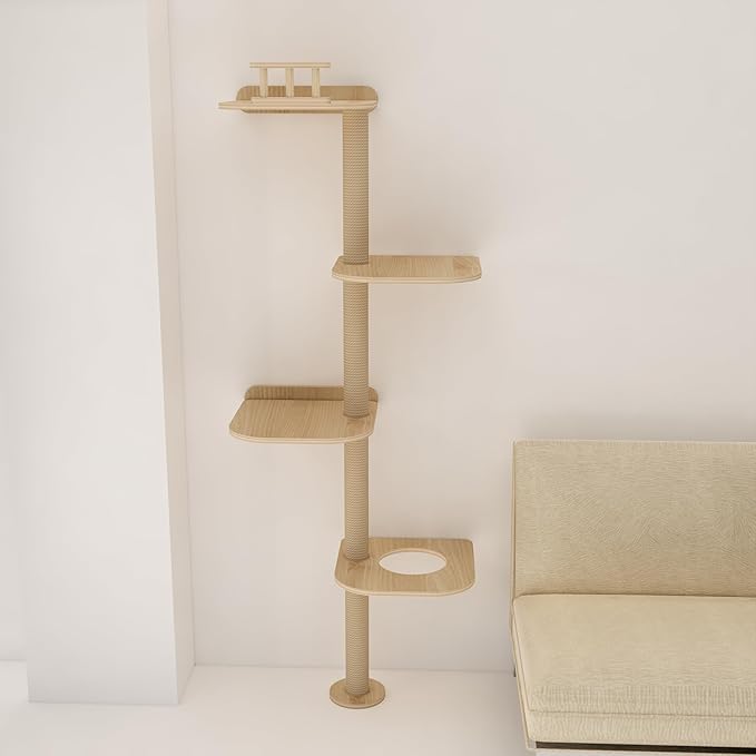 Wall-Mounted Tall Cat Tree Cat Scratching Post, Space Saving Floor to Ceiling - Image 3