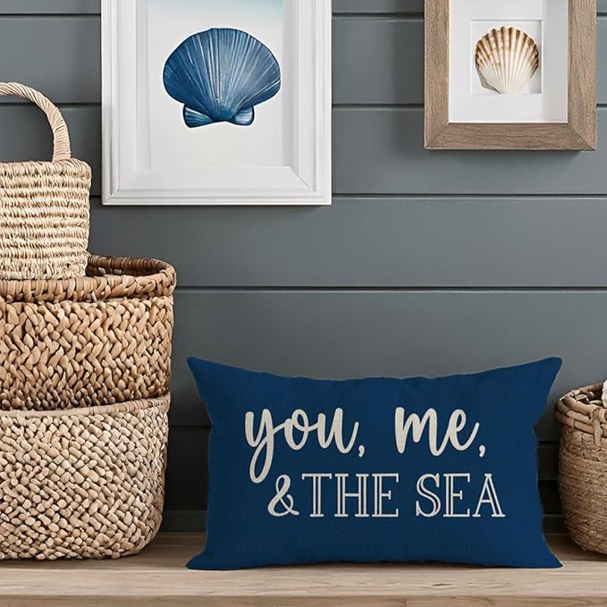 PANDICORN Summer Beach Throw Pillow Cover 12x20 Inch Sayings You Me and The Sea - Image 5