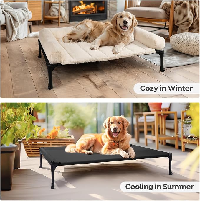 Veehoo Orthopedic Elevated Dog Bed + Removable Fluffy Pillow-Top Mat, Plush Dog - Image 5