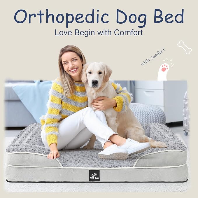 Orthopedic Dog Bed for Large Medium Sized, Washable Memory Foam Large Dog Bed - Image 7
