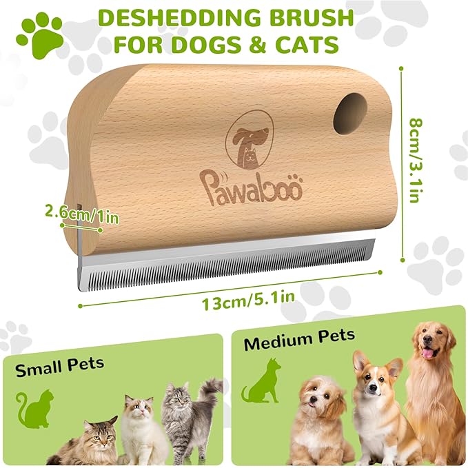 Pawaboo Deshedding Brush for Dogs & Cats, Dog Hair Removal Comb - Image 2