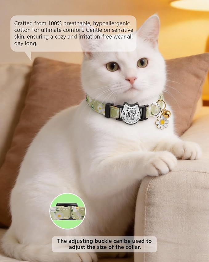 QR Code Cat Collar with Breakaway Safety Buckle, Adjustable Cotton Kitten - Image 3