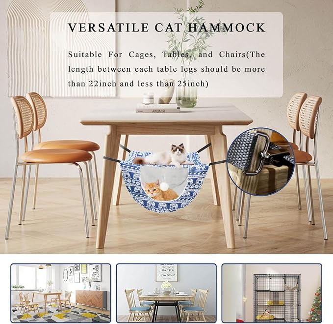 JSPYFITS Cat Cage Hammock with Ball, Double Layer Hanging Adjustable Soft Pet - Image 6
