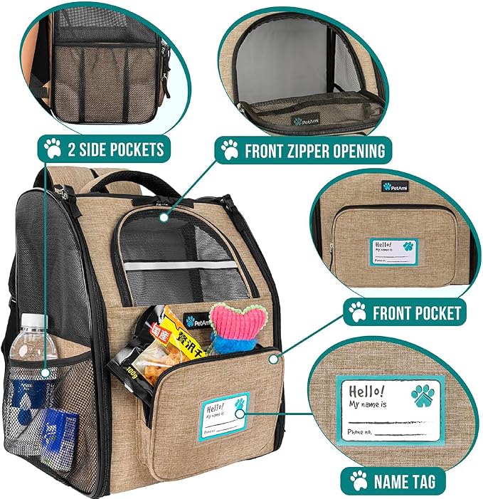 PetAmi Dog Backpack Carrier for Small Large Cat, Ventilated Pet Hiking Backpack - Image 3