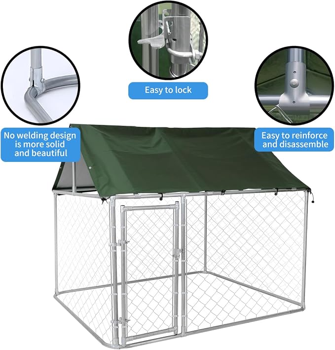 80"x80"x72" Outdoor Dog Kennel for Large Dogs - Image 6
