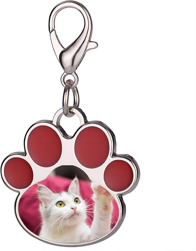 Custom Pet Photo Keychain Personalized Photo Pawprint Dog Tag Keychain Engraved by Eletizy