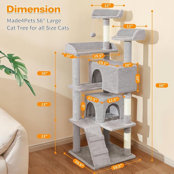 56-Inch Multi-Level Cat Tree Tower - Image 5