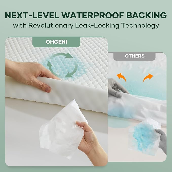 OhGeni 100% Waterproof Mattress Protector, Twin XL Size Mattress Soft Pad - Image 3