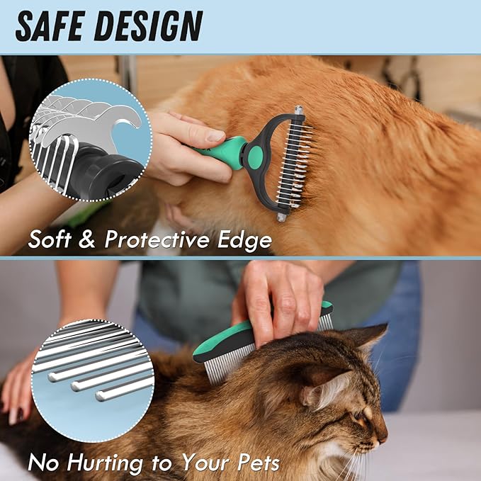 Pet Grooming Brush and Metal Comb Combo, Cat Brush Dog Brush - Image 4
